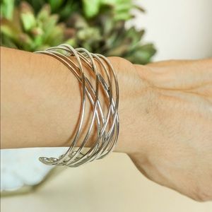 Silver Intertwined Bangle Bracelet